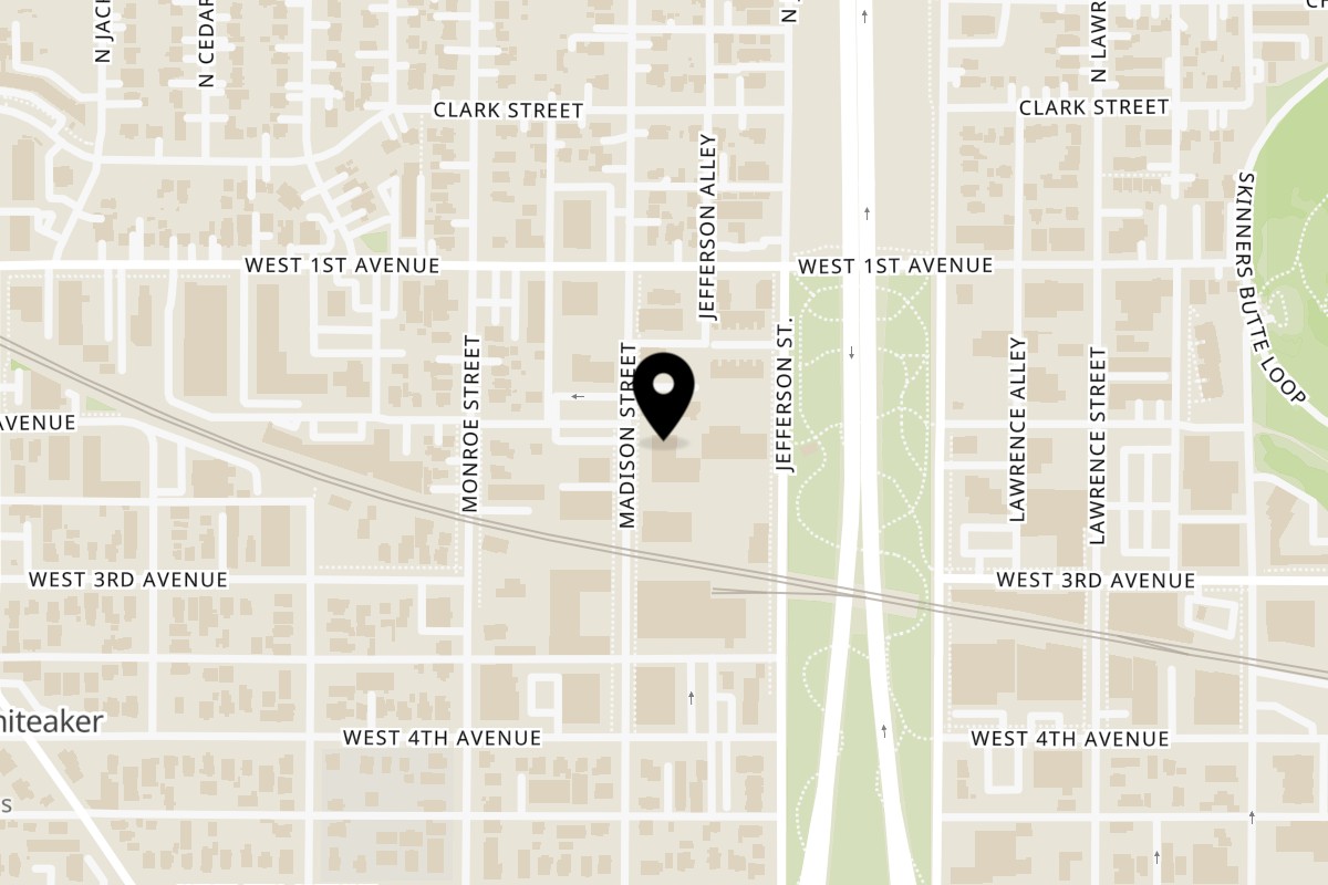 Map showing the location of Arekie Arekie at Madison St on 207 Madison St Suit 2 in Eugene